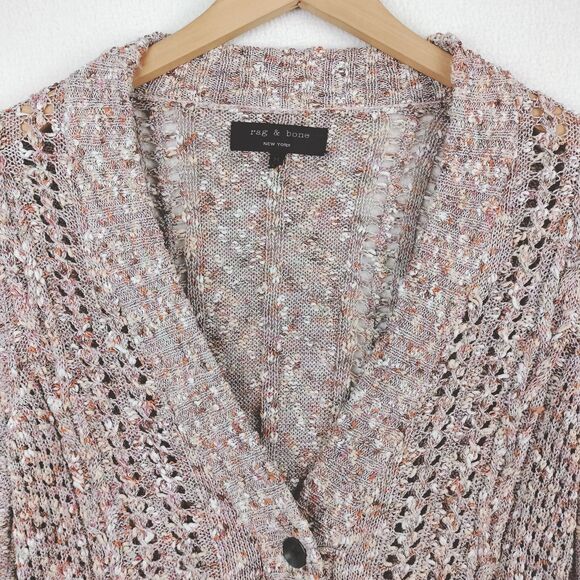 Rag & Bone Cardigan Sweater Women Size Medium Beige Button Up Chunky Loose Knit - Picture 4 of 16